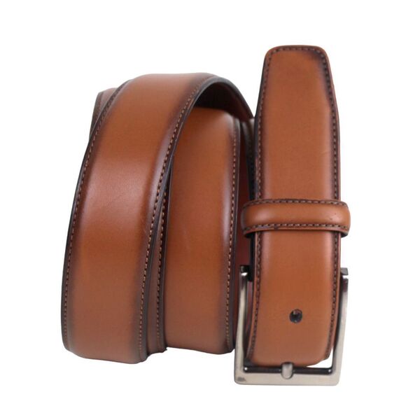 Perry Ellis TAN BROWN GENUINE LEATHER 1 1/8"Wd CASUAL DRESS BELT Sz 40/100 (X47 - Picture 1 of 13